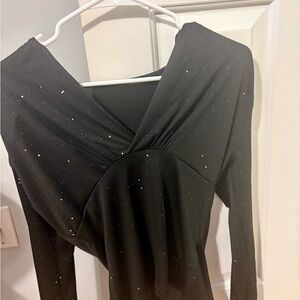SHEIN Black Sparkle Long Sleeve Blouse